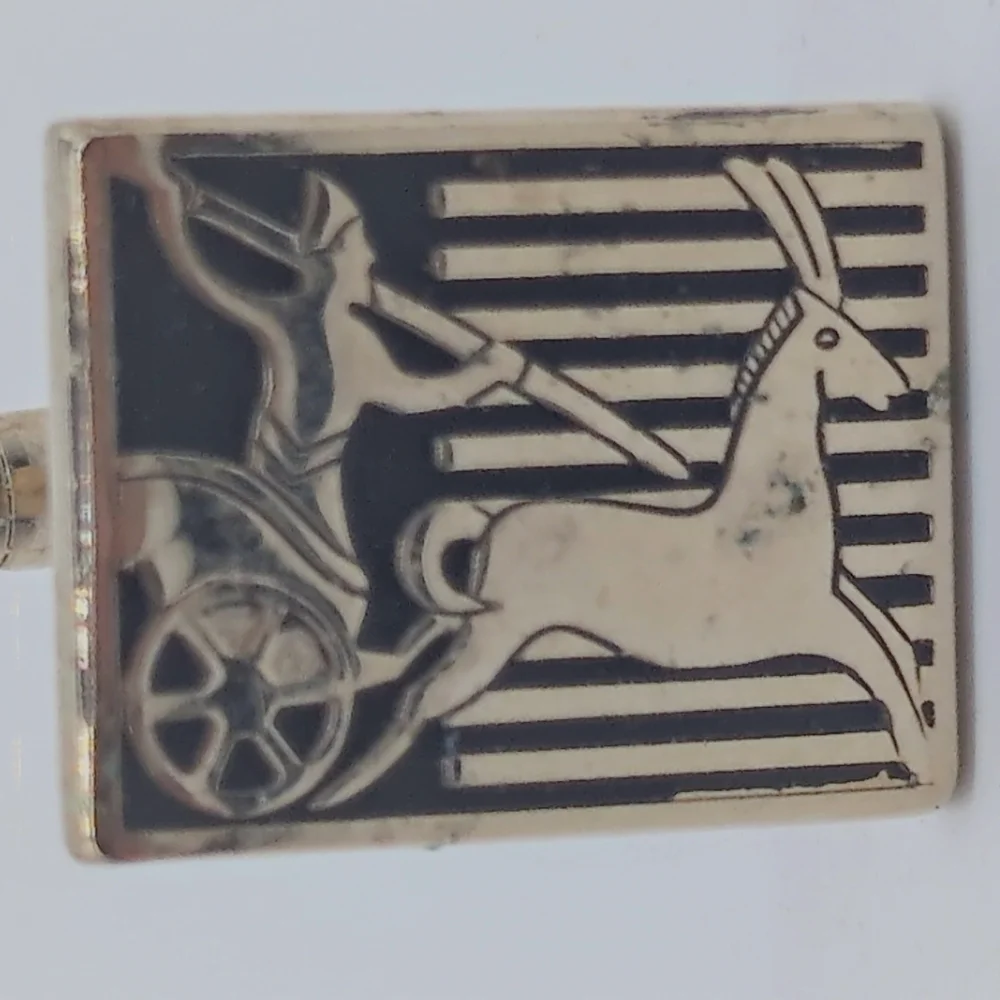 Vintage Gold and Black Swank Egyptian Chariot Cufflinks